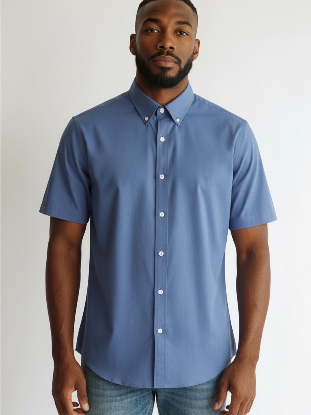 Stafford Men’s Light Blue Short Sleeve Button-Up Dress Shirt